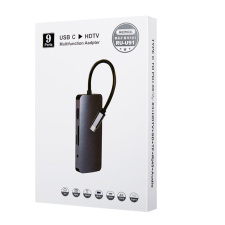 USB Хаб Remax RU-U91,9 гнёзд, 3хUSB, 1xType-C,цвет серый