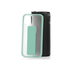 Силиконовый чехол Friendly case с магнитной подставкой для iPhone 12/12 Pro Прозрачный-Бирюзовый