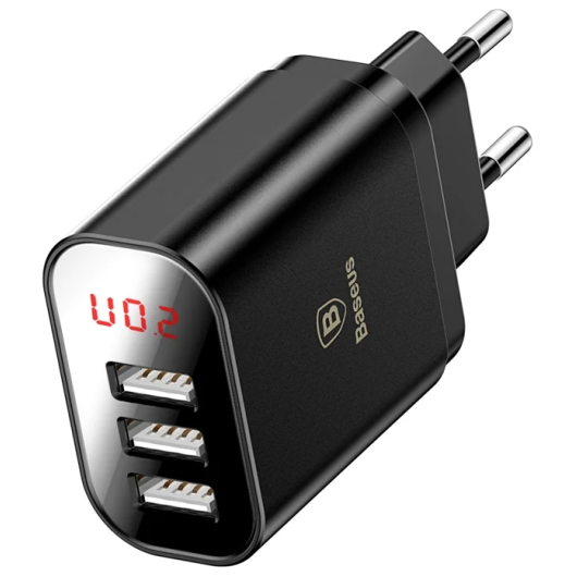 Сетевое зарядное устройство Baseus Mirror Travel Charger BH-01 3.4A 3 USB Черное
