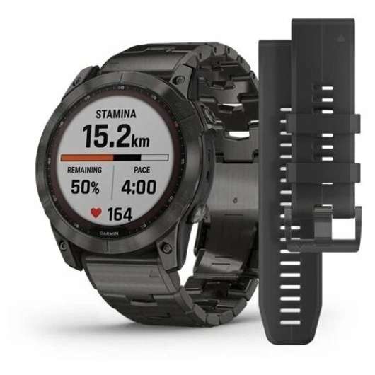 Умные часы Garmin Fenix 7X Sapphire Solar титан уг.-сер. DLC с угольно-серым титановым DLC браслетом