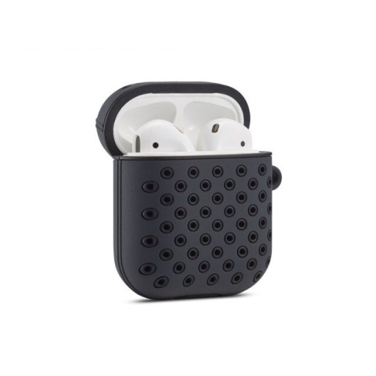 Силиконовый чехол с карабином для AirPods 1/2 Black 2