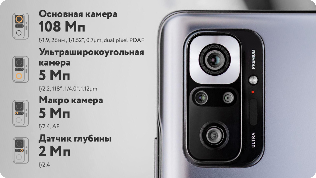 Смартфон Xiaomi Redmi Note 10 Pro 8/256Gb (NFC) Серый