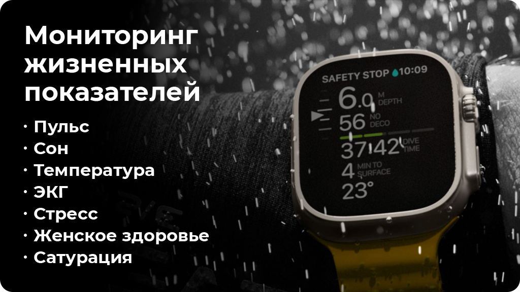 Умные часы Apple Watch Ultra GPS+Cellular 49mm Titanium Case Black/Gray Trail Loop M/L, (MQFH)